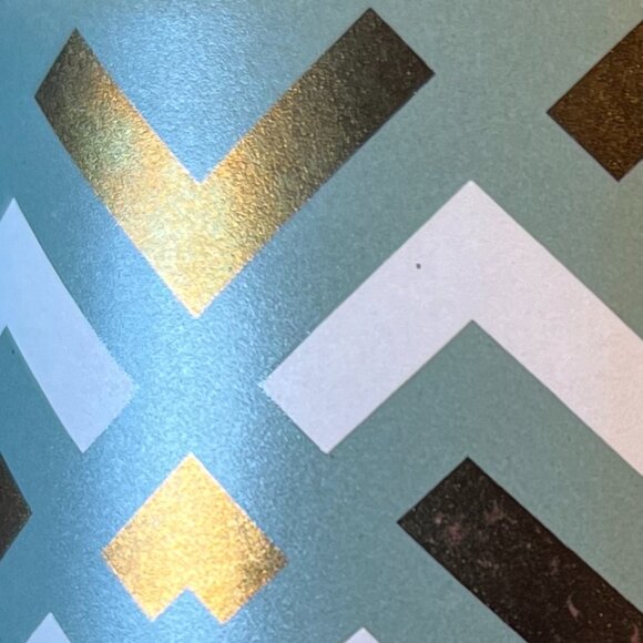 THYME & TABLE Sage Green Stoneware Mug ~ Chevron Design White & Metallic Brass - Picture 10 of 13